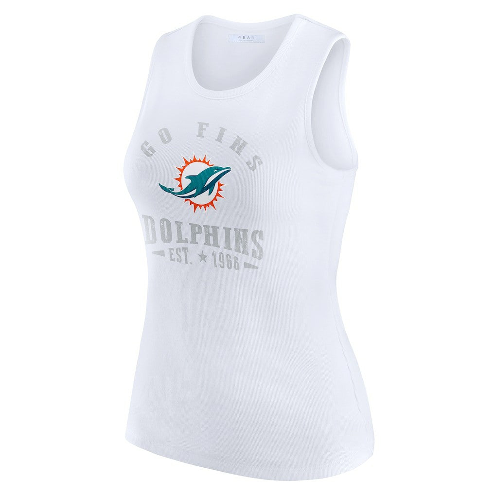 Miami Dolphins WEAR by Erin Andrews Women's Ribbed Graphic Tank Top - White cheap
