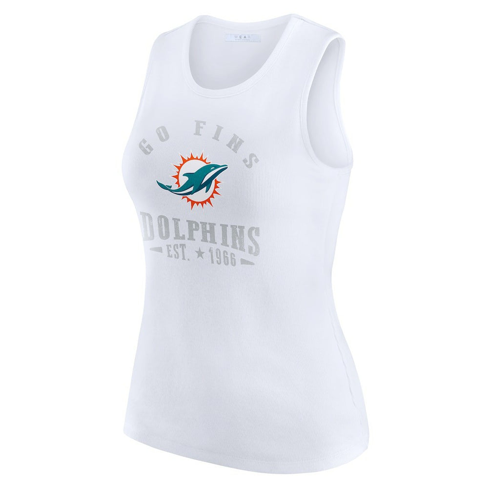 Miami Dolphins WEAR by Erin Andrews Women's Ribbed Graphic Tank Top - White cheap
