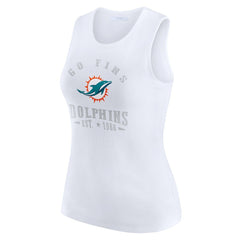 Miami Dolphins WEAR by Erin Andrews Women's Ribbed Graphic Tank Top - White cheap