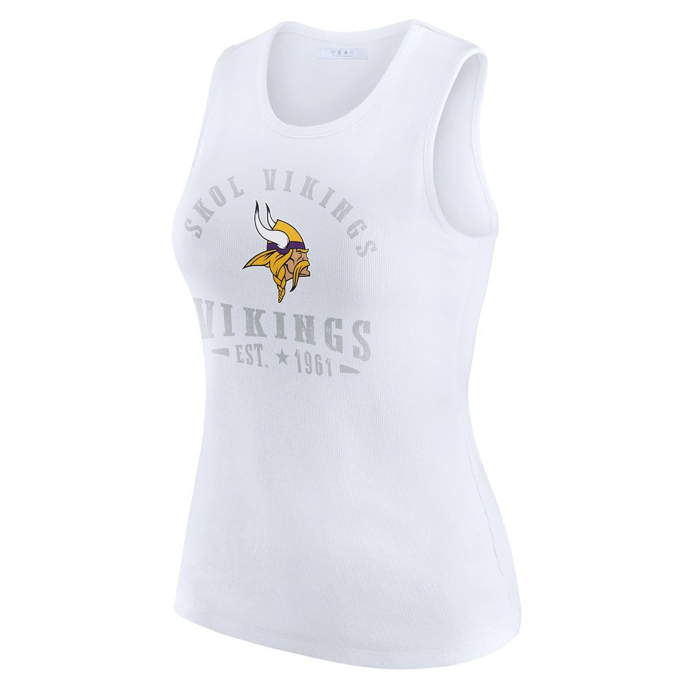 Minnesota Vikings WEAR by Erin Andrews Women's Ribbed Graphic Tank Top - White online