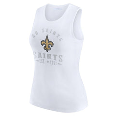 New Orleans Saints WEAR by Erin Andrews Women's Ribbed Graphic Tank Top - White for sale