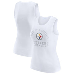 Pittsburgh Steelers WEAR by Erin Andrews Women's Ribbed Graphic Tank Top - White discount