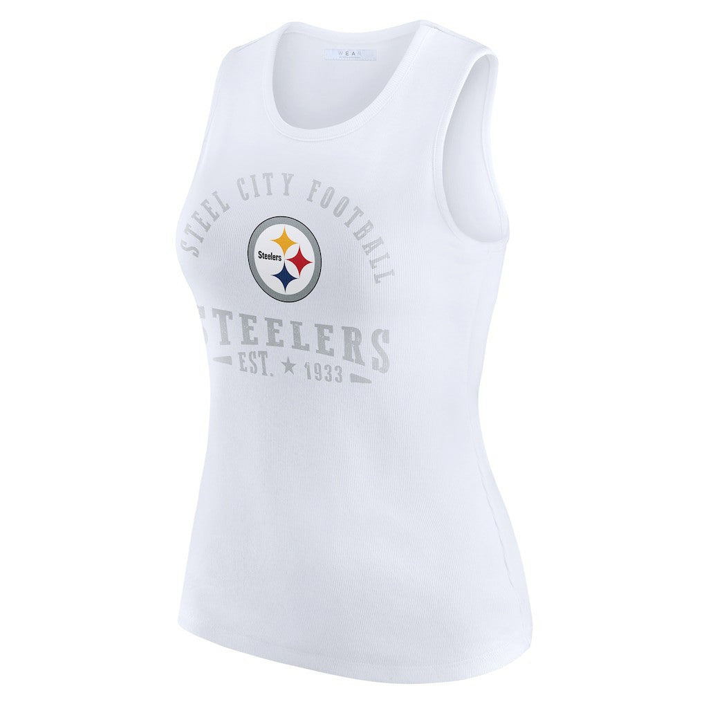 Pittsburgh Steelers WEAR by Erin Andrews Women's Ribbed Graphic Tank Top - White discount