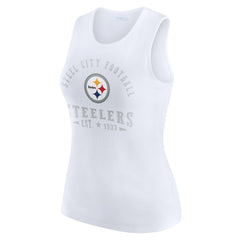 Pittsburgh Steelers WEAR by Erin Andrews Women's Ribbed Graphic Tank Top - White discount