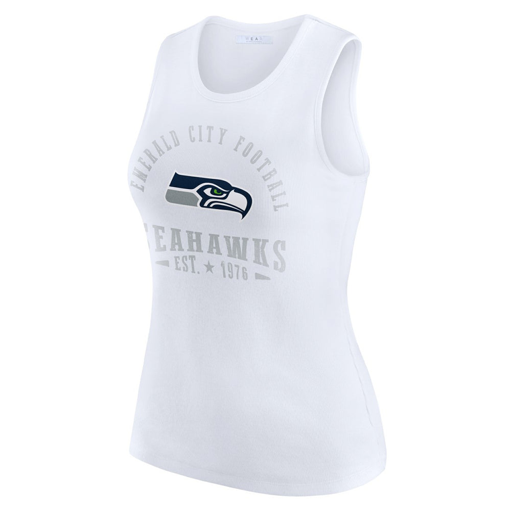 Seattle Seahawks WEAR by Erin Andrews Women's Ribbed Graphic Tank Top - White sale