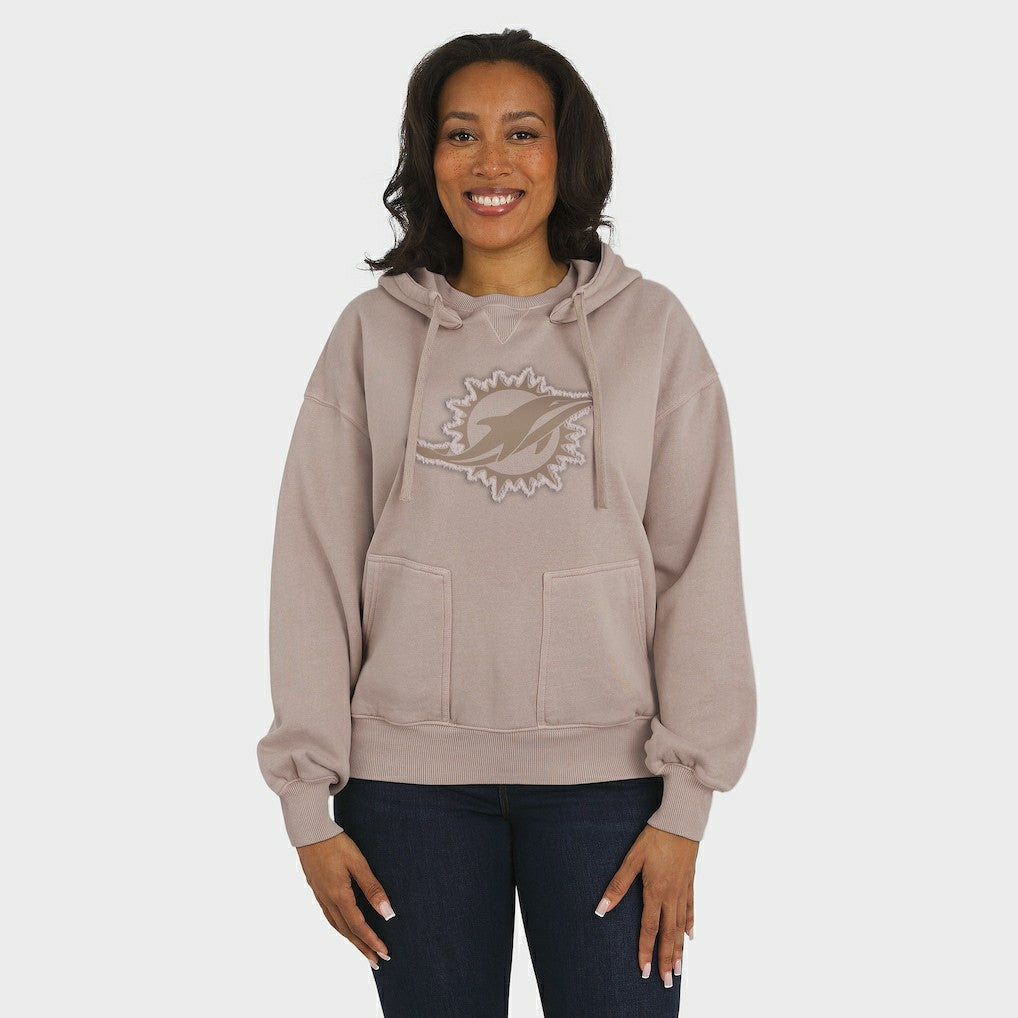 Miami Dolphins WEAR by Erin Andrews Women's Washed Pullover Crewdie - Tan discount