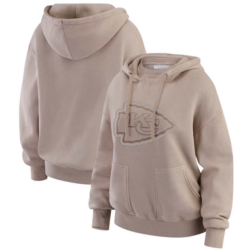 Kansas City Chiefs WEAR by Erin Andrews Women's Washed Pullover Crewdie - Tan discount