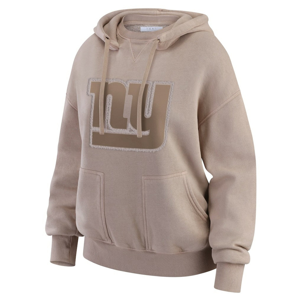 New York Giants WEAR by Erin Andrews Women's Washed Pullover Crewdie - Tan discount