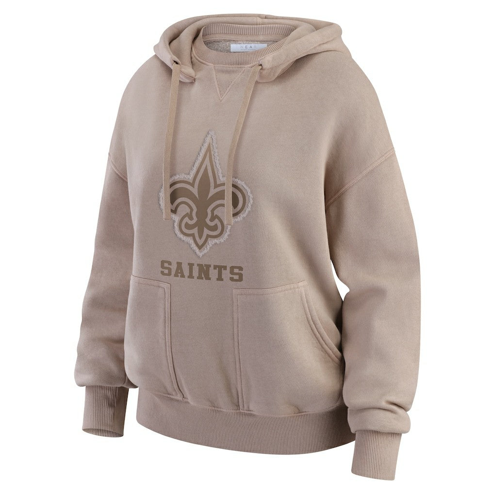 New Orleans Saints WEAR by Erin Andrews Women's Washed Pullover Crewdie - Tan discount