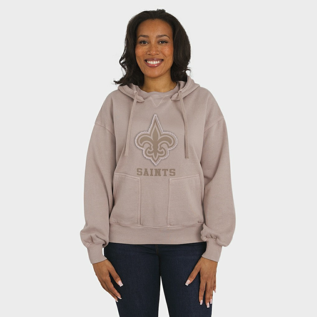 New Orleans Saints WEAR by Erin Andrews Women's Washed Pullover Crewdie - Tan discount