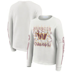 Washington Commanders WEAR by Erin Andrews Women's Graphic Waffle Long-Sleeve T-Shirt - White discount