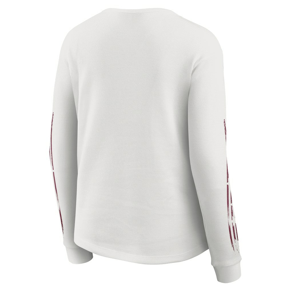 Washington Commanders WEAR by Erin Andrews Women's Graphic Waffle Long-Sleeve T-Shirt - White discount