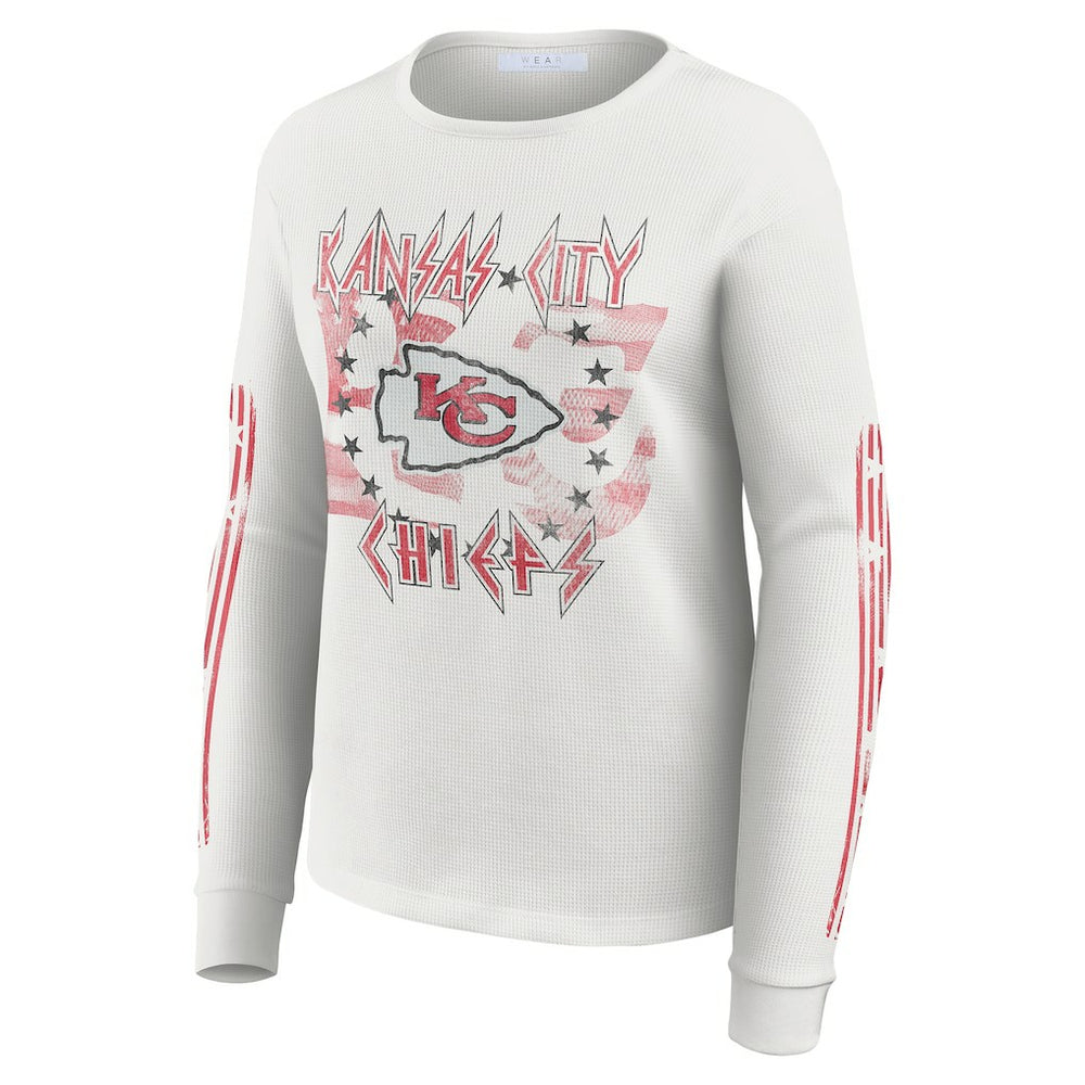 Kansas City Chiefs WEAR by Erin Andrews Women's Graphic Waffle Long-Sleeve T-Shirt - White sale
