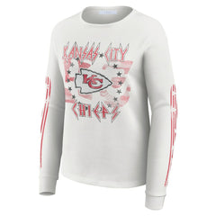 Kansas City Chiefs WEAR by Erin Andrews Women's Graphic Waffle Long-Sleeve T-Shirt - White sale