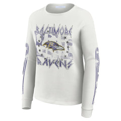 Baltimore Ravens WEAR by Erin Andrews Women's Graphic Waffle Long-Sleeve T-Shirt - White for sale