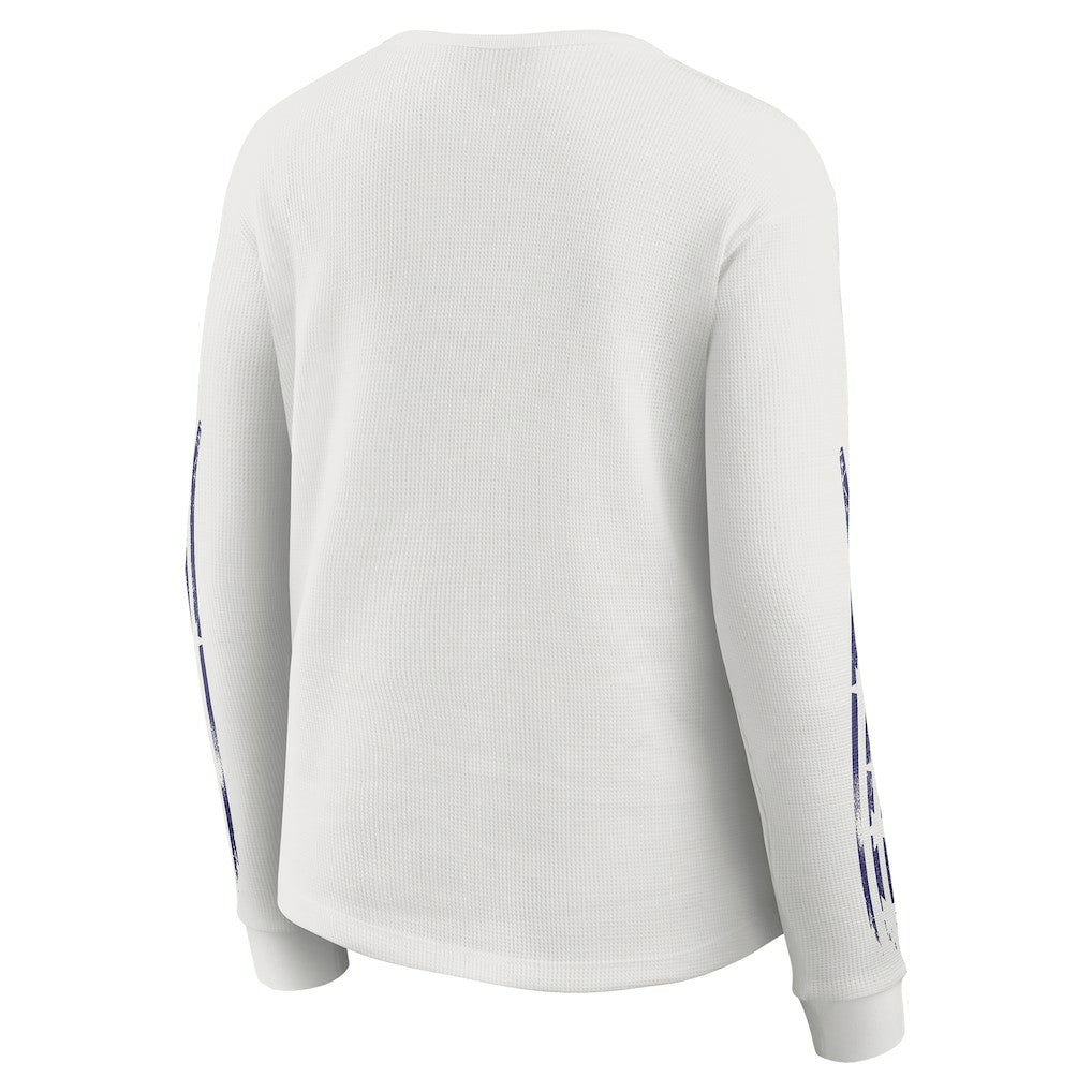 Baltimore Ravens WEAR by Erin Andrews Women's Graphic Waffle Long-Sleeve T-Shirt - White for sale