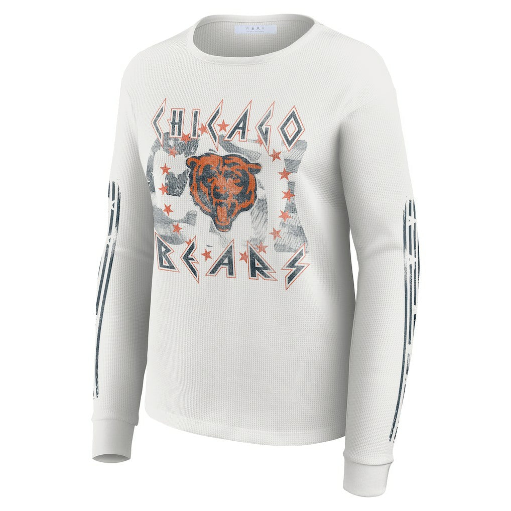 Chicago Bears WEAR by Erin Andrews Women's Graphic Waffle Long-Sleeve T-Shirt - White sale