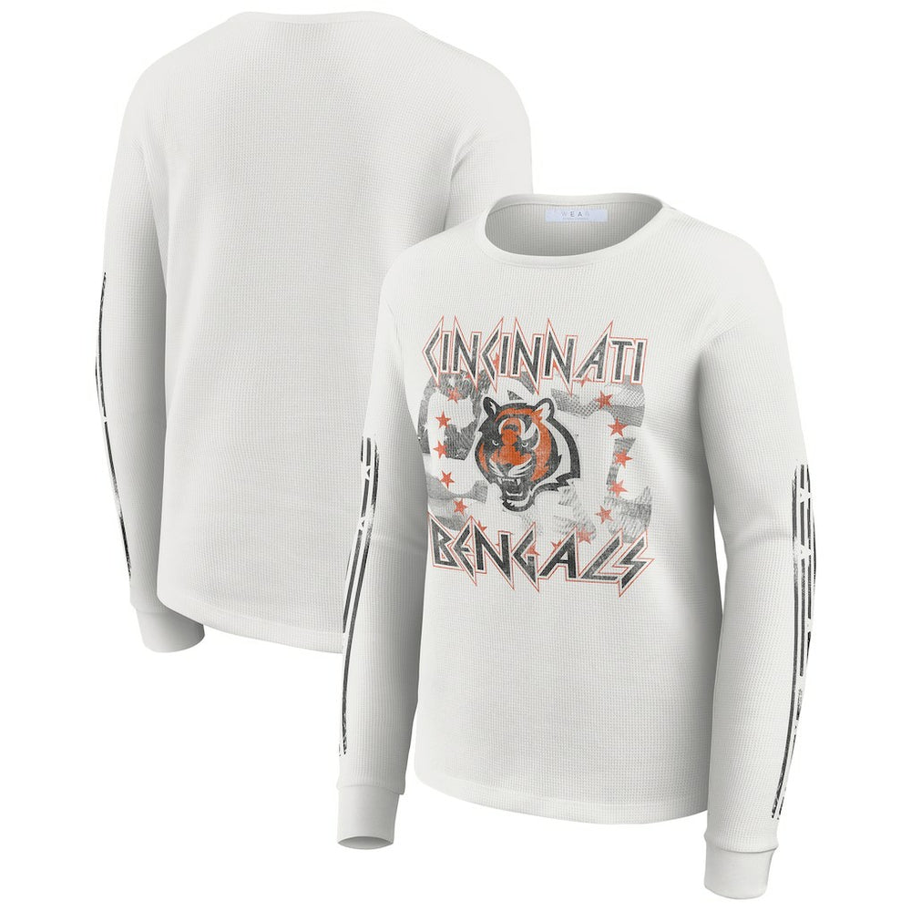 Cincinnati Bengals WEAR by Erin Andrews Women's Graphic Waffle Long-Sleeve T-Shirt - White outlet