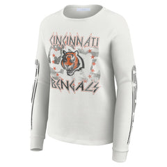 Cincinnati Bengals WEAR by Erin Andrews Women's Graphic Waffle Long-Sleeve T-Shirt - White outlet