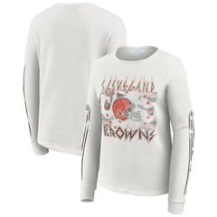 Cleveland Browns WEAR by Erin Andrews Women's Graphic Waffle Long-Sleeve T-Shirt - White discount