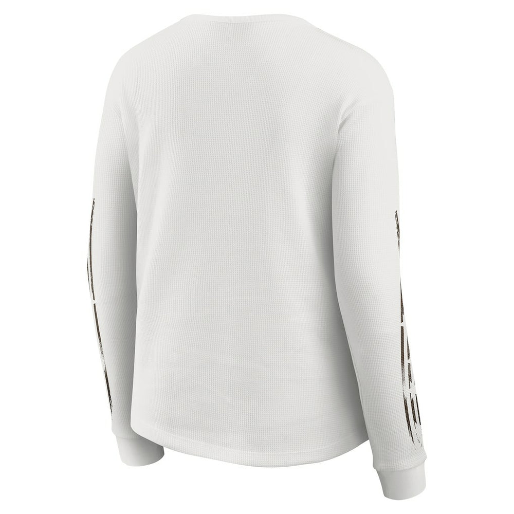 Cleveland Browns WEAR by Erin Andrews Women's Graphic Waffle Long-Sleeve T-Shirt - White discount