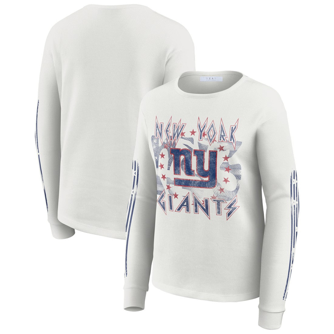 New York Giants WEAR by Erin Andrews Women's Graphic Waffle Long-Sleeve T-Shirt - White online
