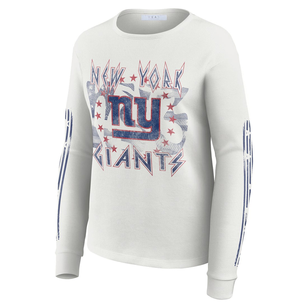 New York Giants WEAR by Erin Andrews Women's Graphic Waffle Long-Sleeve T-Shirt - White online