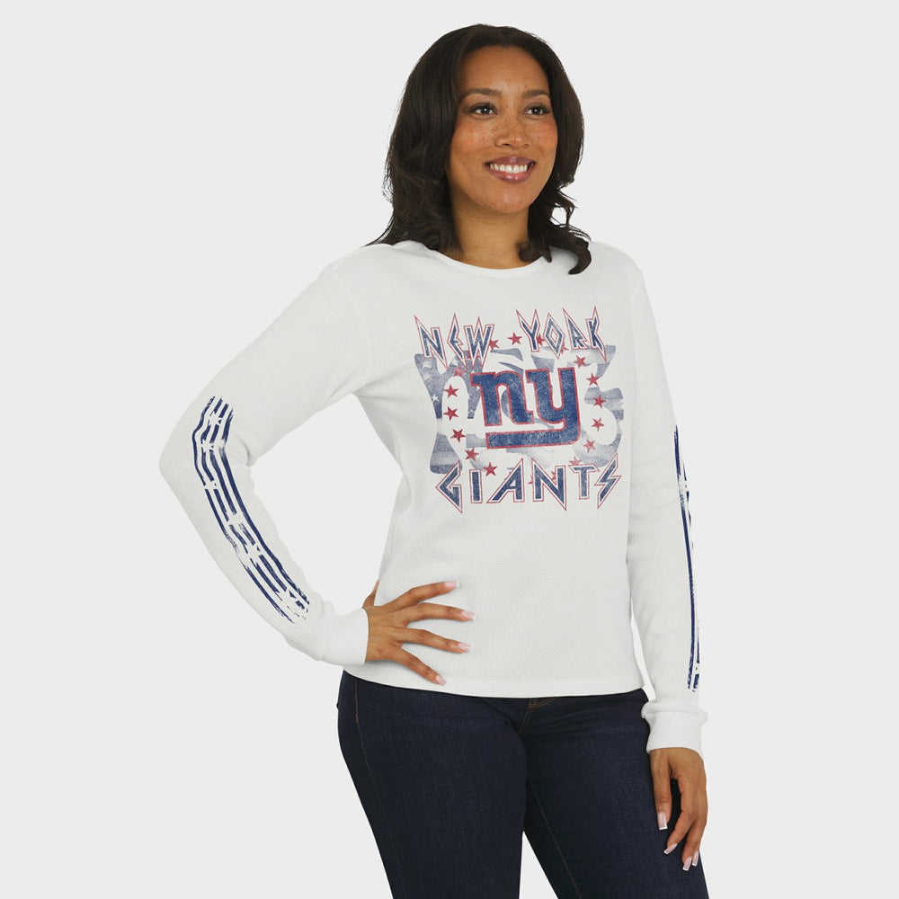 New York Giants WEAR by Erin Andrews Women's Graphic Waffle Long-Sleeve T-Shirt - White online