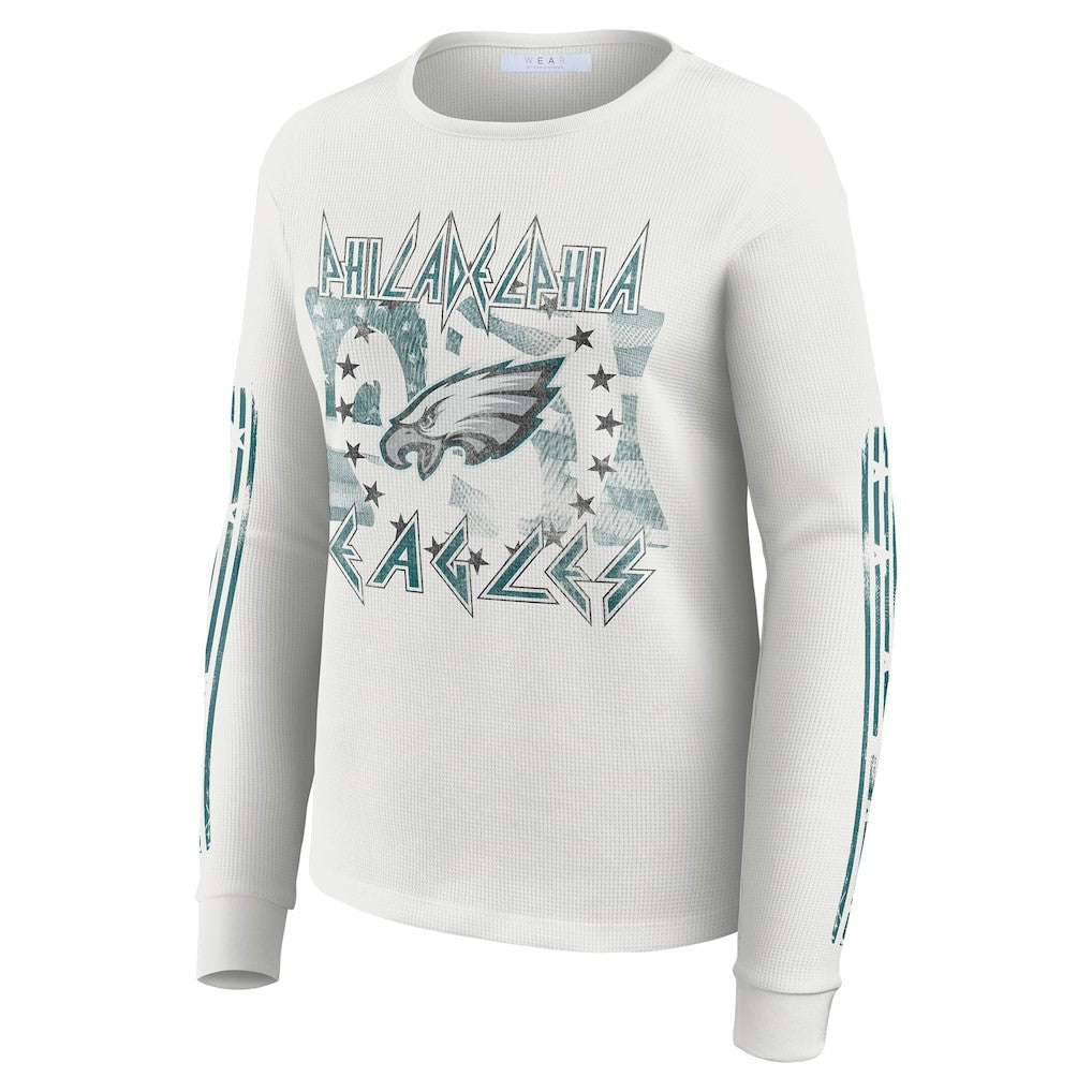 Philadelphia Eagles WEAR by Erin Andrews Women's Graphic Waffle Long-Sleeve T-Shirt - White online