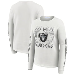 Las Vegas Raiders WEAR by Erin Andrews Women's Graphic Waffle Long-Sleeve T-Shirt - White discount