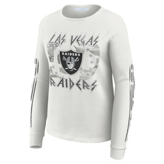 Las Vegas Raiders WEAR by Erin Andrews Women's Graphic Waffle Long-Sleeve T-Shirt - White discount