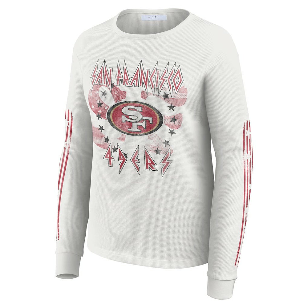 San Francisco 49ers WEAR by Erin Andrews Women's Graphic Waffle Long-Sleeve T-Shirt - White outlet