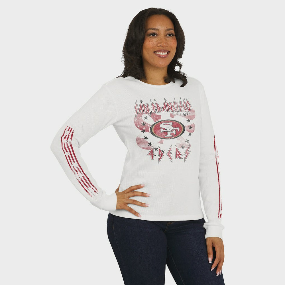 San Francisco 49ers WEAR by Erin Andrews Women's Graphic Waffle Long-Sleeve T-Shirt - White outlet