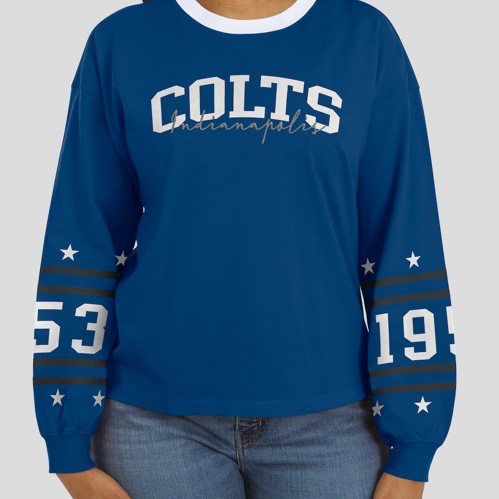 Indianapolis Colts WEAR by Erin Andrews Women's Sport Long-Sleeve T-Shirt - Royal sale