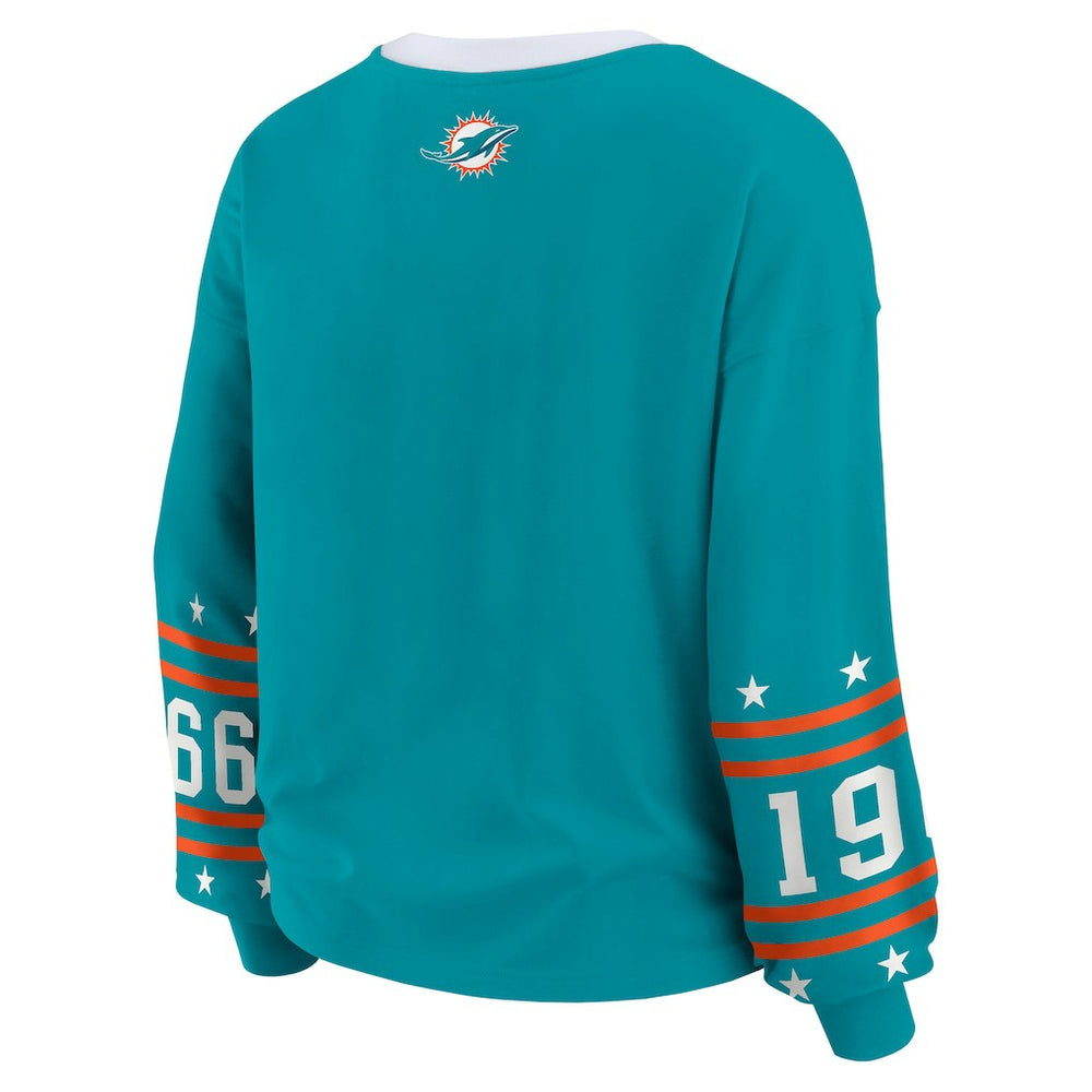 Miami Dolphins WEAR by Erin Andrews Women's Sport Long-Sleeve T-Shirt - Aqua outlet