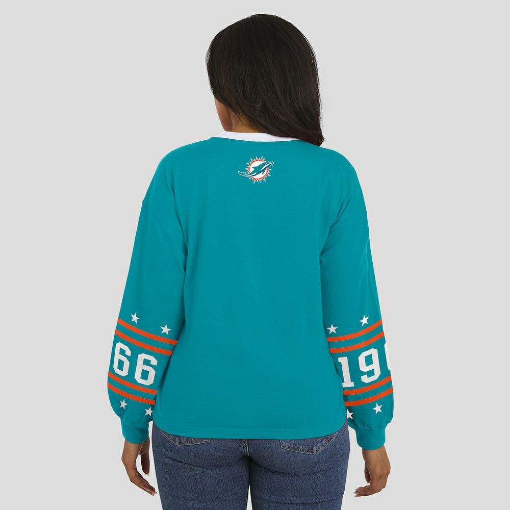 Miami Dolphins WEAR by Erin Andrews Women's Sport Long-Sleeve T-Shirt - Aqua outlet