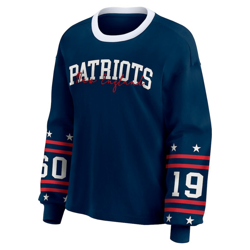 New England Patriots WEAR by Erin Andrews Women's Sport Long-Sleeve T-Shirt - Navy online