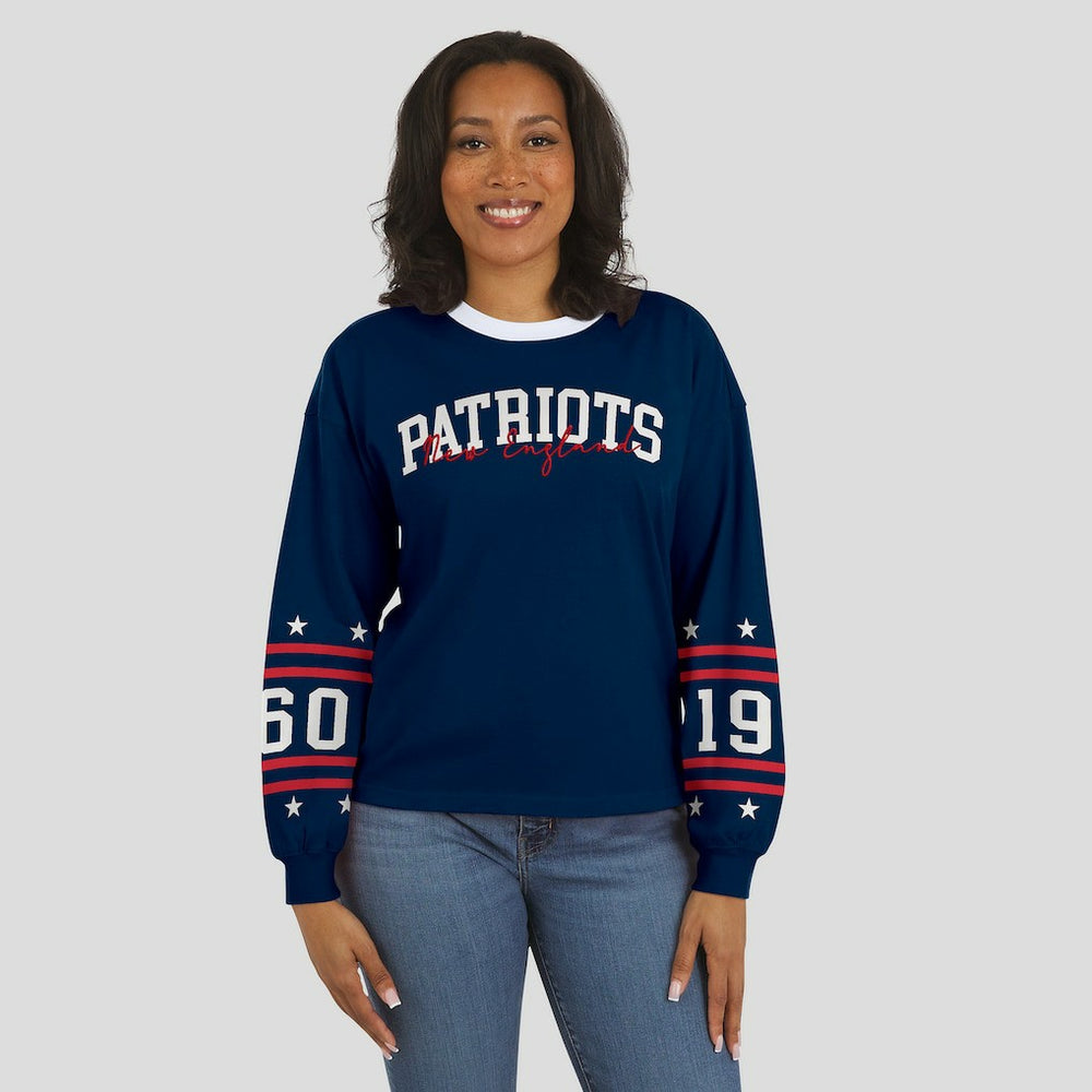 New England Patriots WEAR by Erin Andrews Women's Sport Long-Sleeve T-Shirt - Navy online