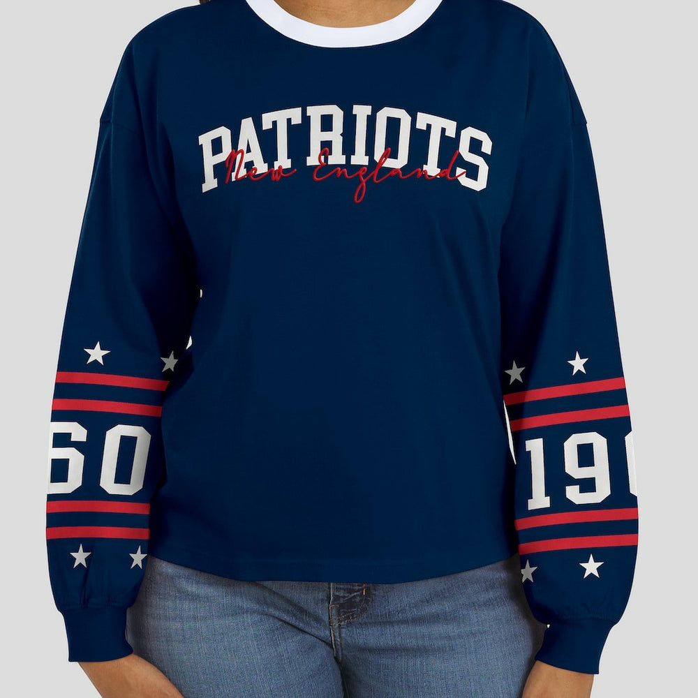 New England Patriots WEAR by Erin Andrews Women's Sport Long-Sleeve T-Shirt - Navy online