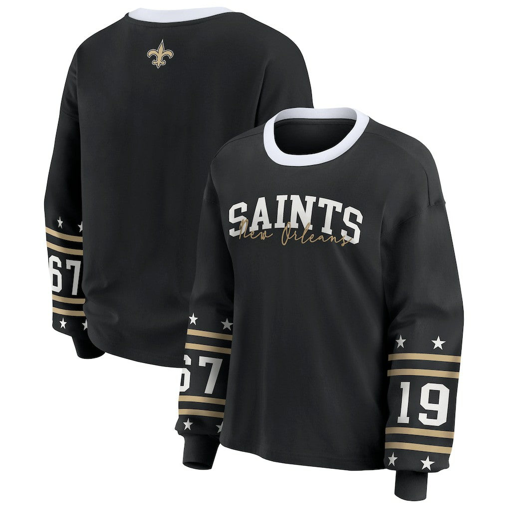 New Orleans Saints WEAR by Erin Andrews Women's Sport Long-Sleeve T-Shirt - Black cheap