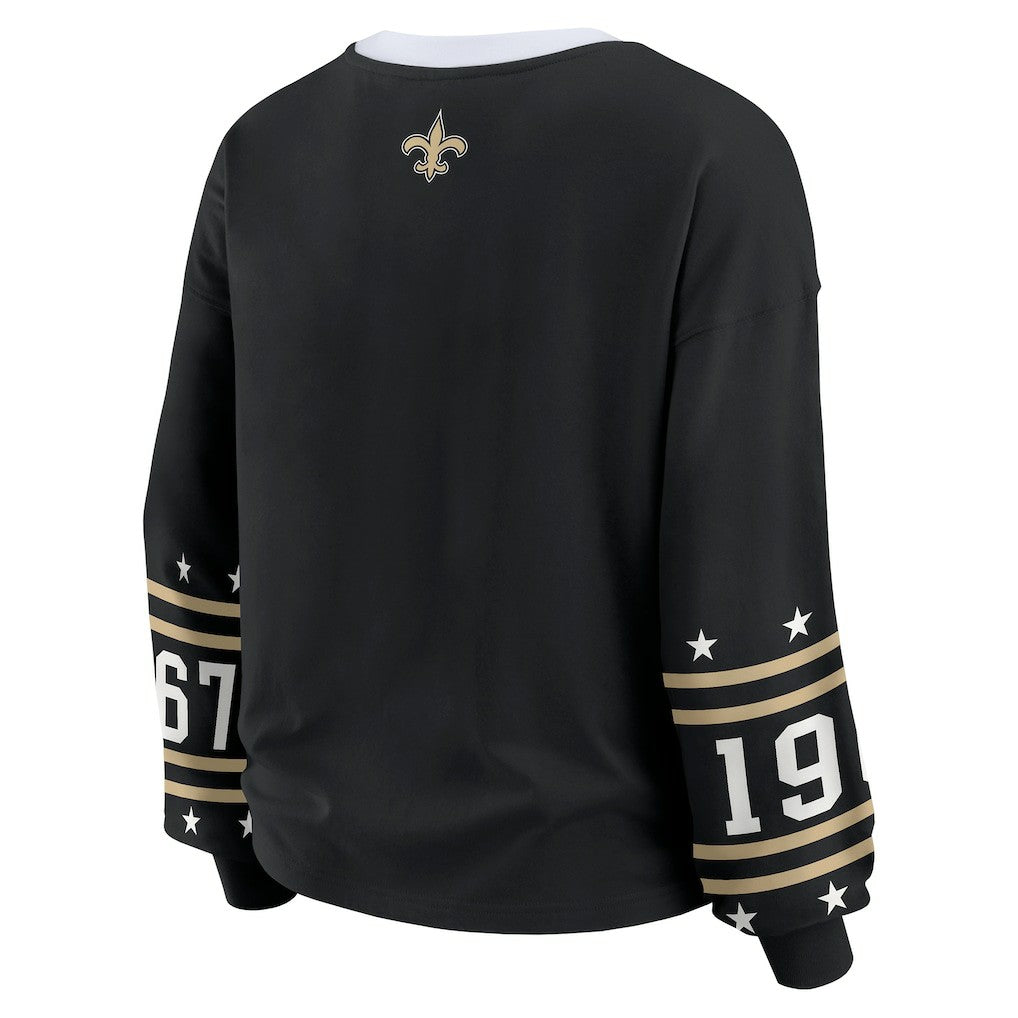 New Orleans Saints WEAR by Erin Andrews Women's Sport Long-Sleeve T-Shirt - Black cheap