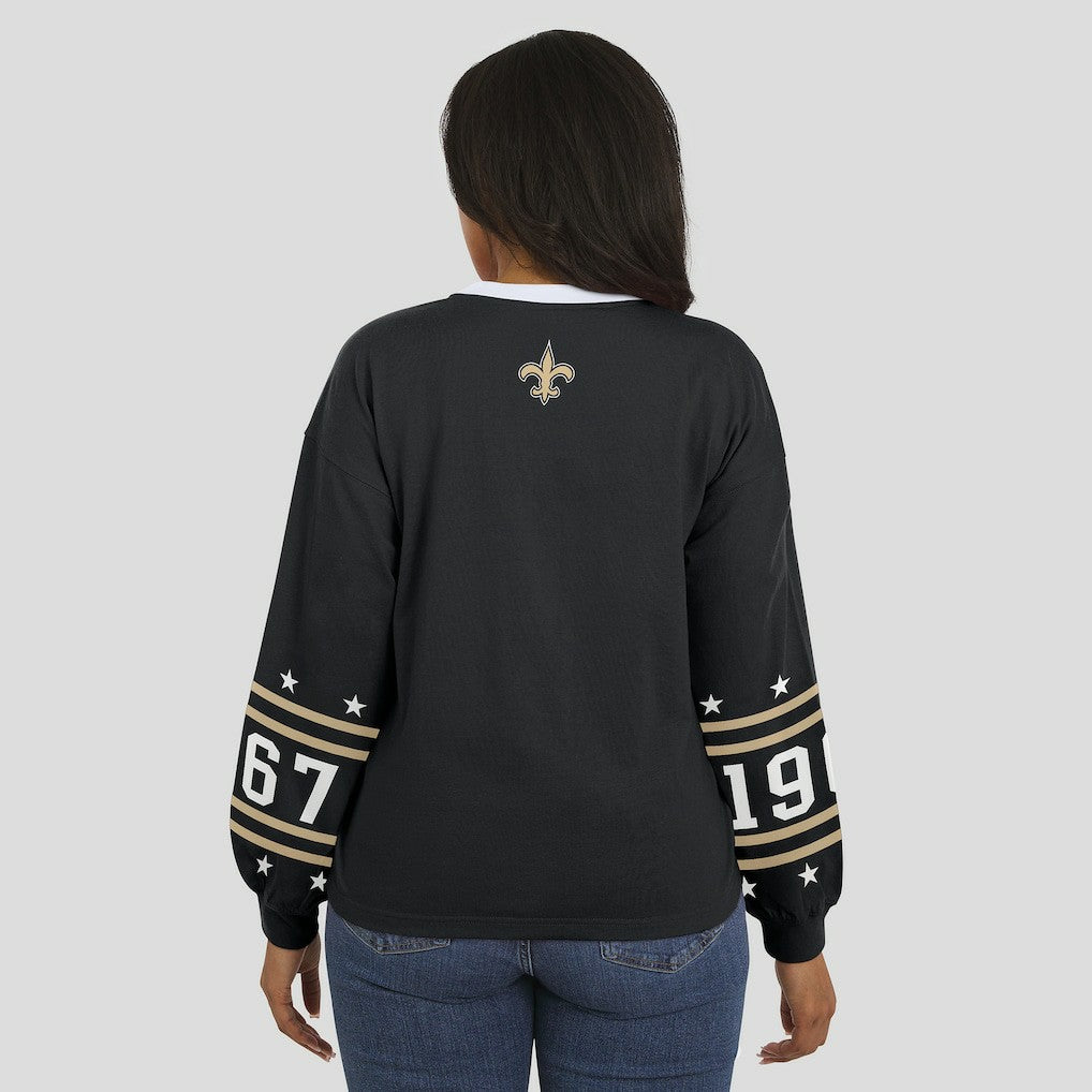 New Orleans Saints WEAR by Erin Andrews Women's Sport Long-Sleeve T-Shirt - Black cheap