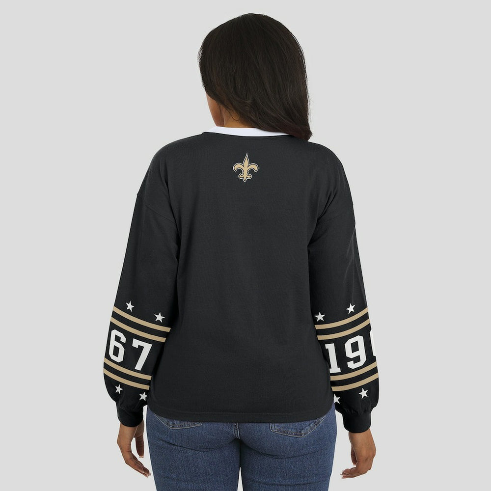 New Orleans Saints WEAR by Erin Andrews Women's Sport Long-Sleeve T-Shirt - Black cheap