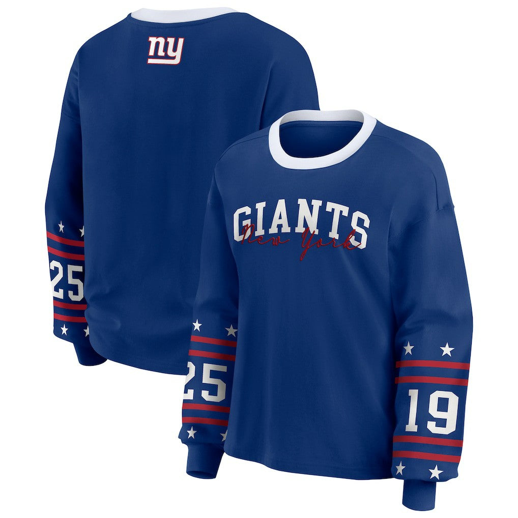 New York Giants WEAR by Erin Andrews Women's Sport Long-Sleeve T-Shirt - Royal discount