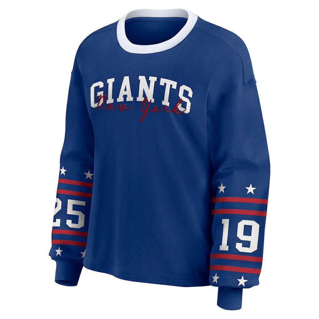 New York Giants WEAR by Erin Andrews Women's Sport Long-Sleeve T-Shirt - Royal discount