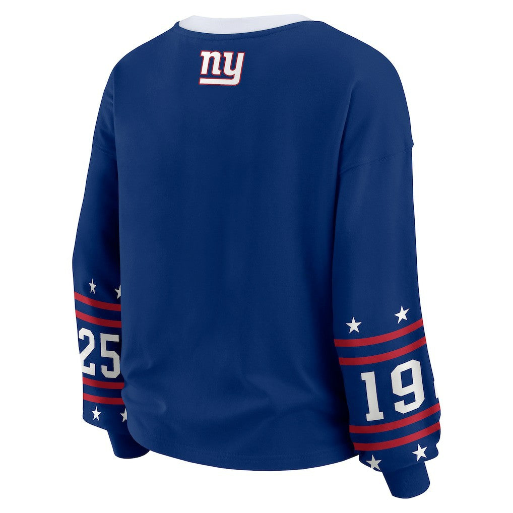 New York Giants WEAR by Erin Andrews Women's Sport Long-Sleeve T-Shirt - Royal discount