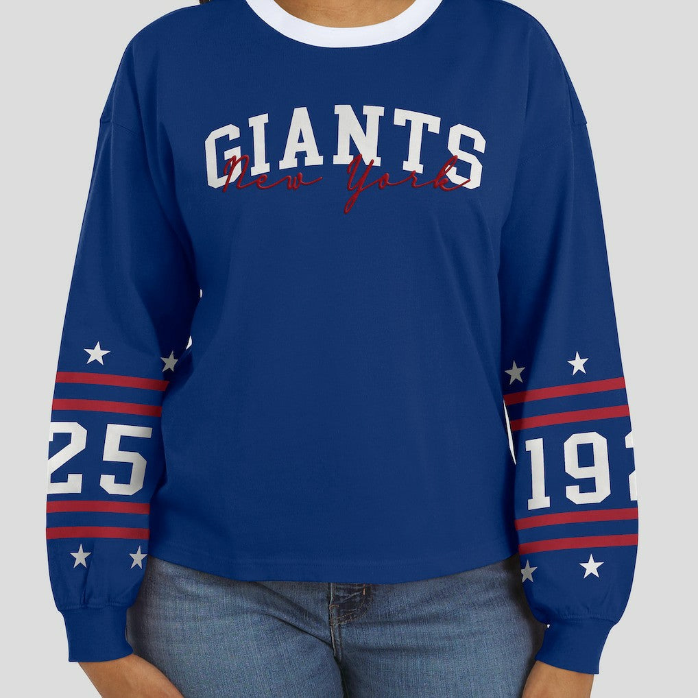 New York Giants WEAR by Erin Andrews Women's Sport Long-Sleeve T-Shirt - Royal discount