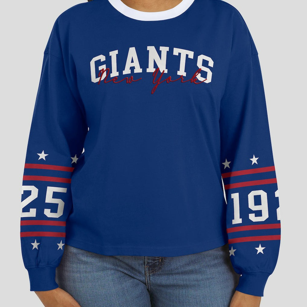 New York Giants WEAR by Erin Andrews Women's Sport Long-Sleeve T-Shirt - Royal discount
