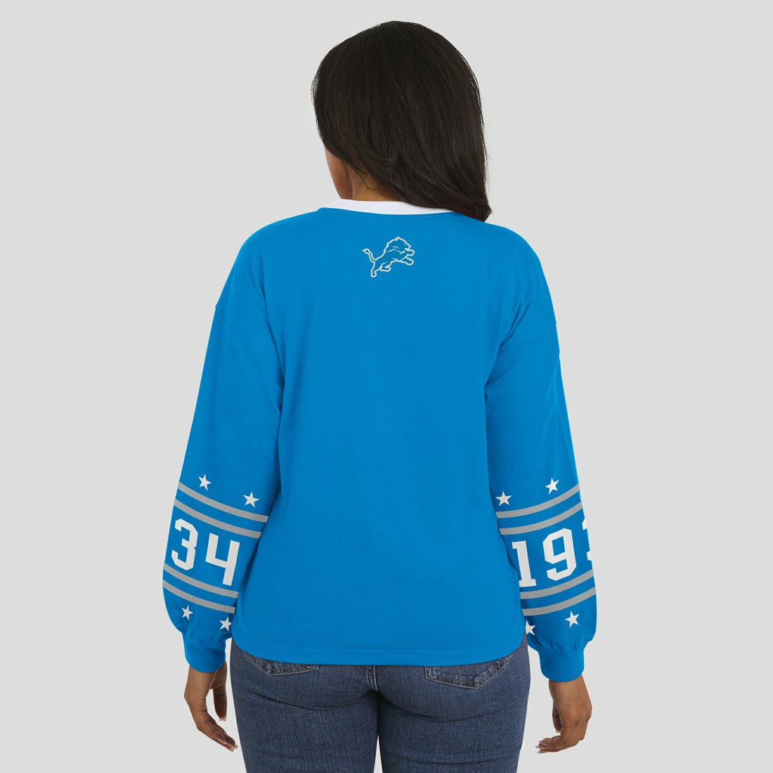Detroit Lions WEAR by Erin Andrews Women's Sport Long-Sleeve T-Shirt - Blue cheap