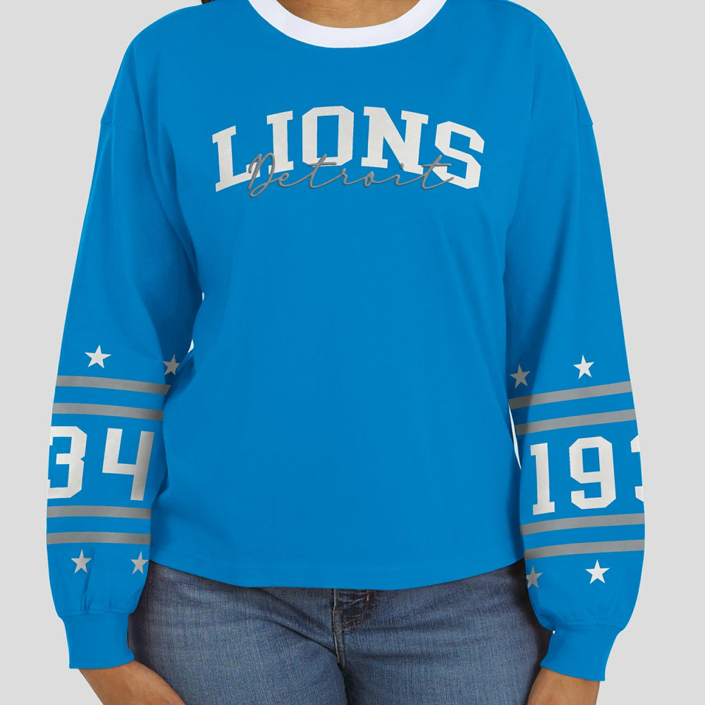 Detroit Lions WEAR by Erin Andrews Women's Sport Long-Sleeve T-Shirt - Blue cheap